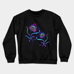 Two little peacock heart flowers growing in a field. Crewneck Sweatshirt